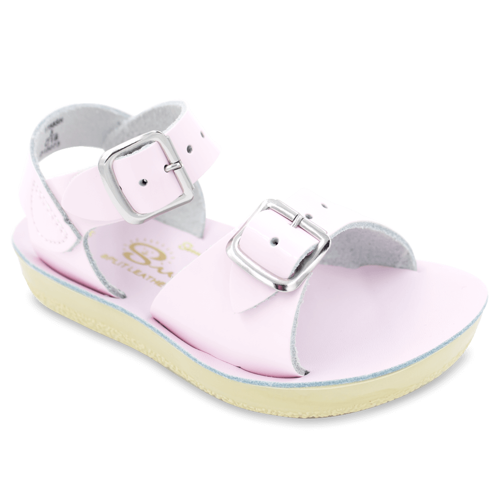 The Sun-San® Surfer is a classic two-strap sandal that’s perfect for younger feet. With an adjustable toe buckle and ankle strap, they are great for both wide and narrow feet. The lightweight, cushioned urethane sole make these comfortable to wear all day long. Rust-proof brass buckles and scuff-resistant, water friendly genuine leather make them ideal for in-and-out of water wear. They clean up so easily, and with proper care will last for years.