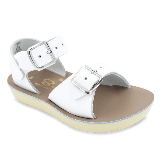 The Sun-San® Surfer is a classic two-strap sandal that’s perfect for younger feet. With an adjustable toe buckle and ankle strap, they are great for both wide and narrow feet. The lightweight, cushioned urethane sole make these comfortable to wear all day long. Rust-proof brass buckles and scuff-resistant, water friendly genuine leather make them ideal for in-and-out of water wear. They clean up so easily, and with proper care will last for years.