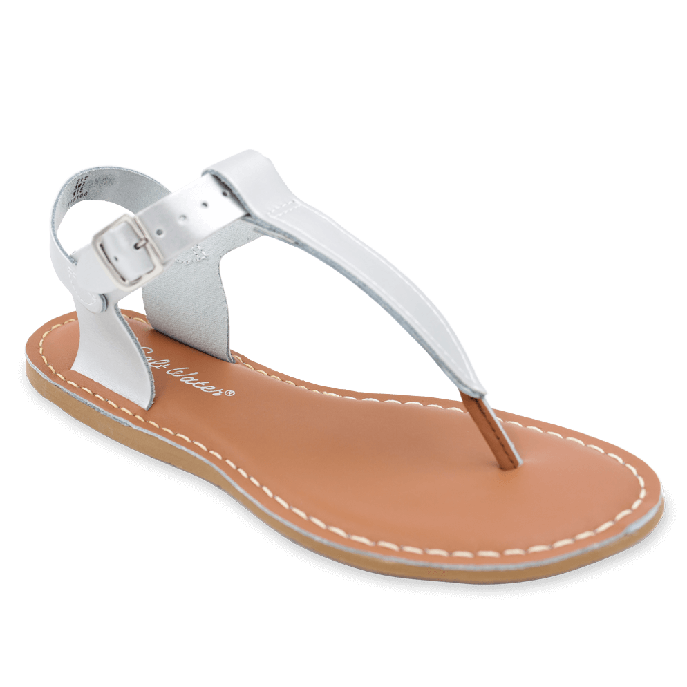 The Salt-Water® T-Thong is a retro-classic. The adjustable ankle strap make them a fit to any foot. Scuff-resistant water friendly genuine leather make them great for in-and-out of water wear and they clean up very easily. They complete any look and are great dressed up or dressed down