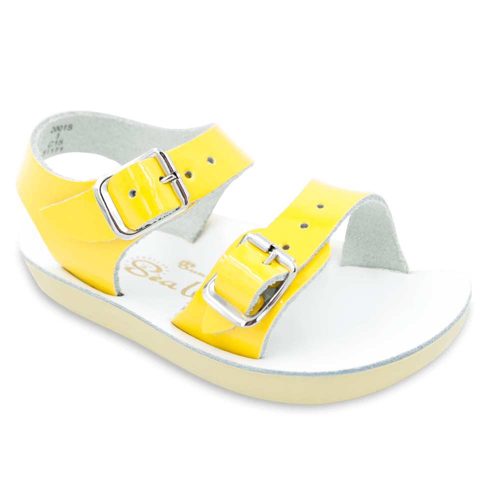 The Sun San® Sea Wee is made only in the smallest baby sizes. We have added flex over the toe making this little sandal a perfect starter pair for your tiny adventurer. A lightweight, cushioned urethane sole, rust-proof brass buckles, and scuff-resistant water friendly genuine leather make these sandals ideal for in-and-out of water wear. The Sea Wee is one of our best-selling baby sandals. Both boys and girls can wear these with anything and look great.