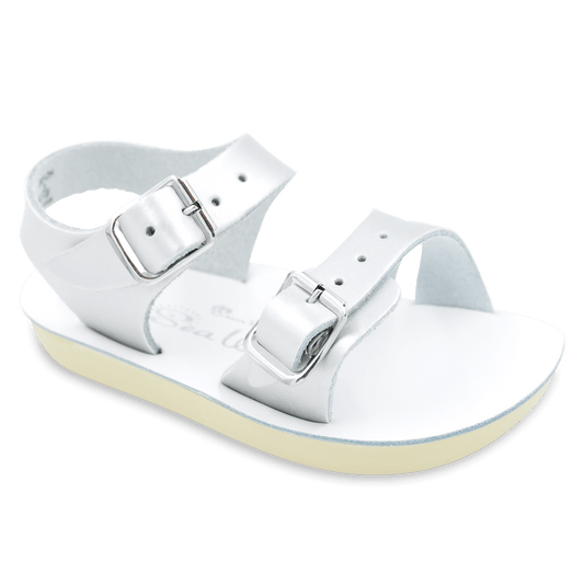 The Sun San® Sea Wee is made only in the smallest baby sizes. We have added flex over the toe making this little sandal a perfect starter pair for your tiny adventurer. A lightweight, cushioned urethane sole, rust-proof brass buckles, and scuff-resistant water friendly genuine leather make these sandals ideal for in-and-out of water wear. The Sea Wee is one of our best-selling baby sandals. Both boys and girls can wear these with anything and look great.