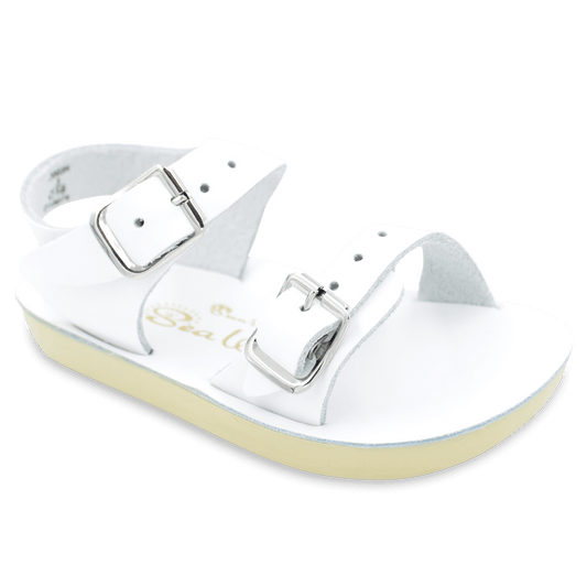 The Sun San® Sea Wee is made only in the smallest baby sizes. We have added flex over the toe making this little sandal a perfect starter pair for your tiny adventurer. A lightweight, cushioned urethane sole, rust-proof brass buckles, and scuff-resistant water friendly genuine leather make these sandals ideal for in-and-out of water wear. The Sea Wee is one of our best-selling baby sandals. Both boys and girls can wear these with anything and look great.