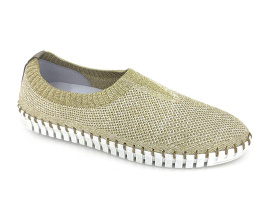 Women's Eric Michael, Lucy Slip-On. The Eric Michael, Lucy will become your go-to shoe as soon as you slip it on. The upper is constructed of a comfy stretchable fabric with an elastic top so you can easily slip into these shoes and have the perfect fit every time. The interior is lined with leather and has a removable, well-cushioned footbed to provide excellent comfort throughout the day.
