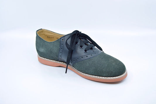 GRAY/BLACK SADDLE OXFORD SUEDE. SCHOOL SHOES