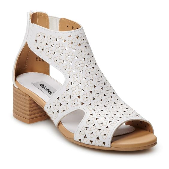 She'll look so stylish in these Rachel Shoes Kennedy High Heel Sandals.  SHOE FEATURES  Caged design Laser-cut upper Zipper closure for easy on and off