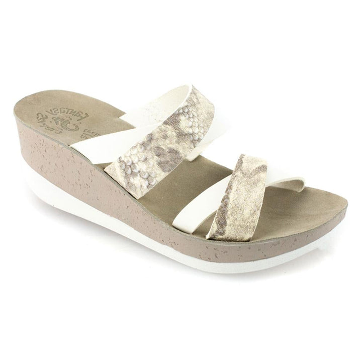A criss-crossed strap stretches across the vamp of a chic wedge sandal fashioned with Flex Sole Technology to ensure everyday comfort.  2 1/4″ heel; 1″ platform  Super soft leather adjustable strap with buckle closure  Extra cushioned, sweat absorbent, antimicrobial footbed  Flexsole Technology provides super light and flexible properties  Fits true to size