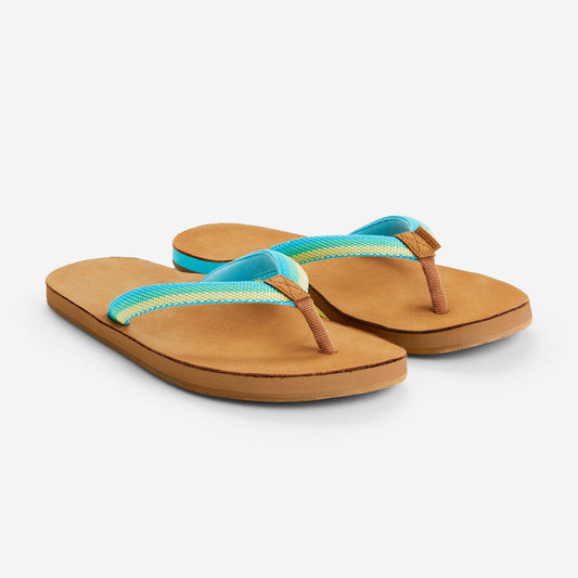 MemoryFoamToe™ Post eliminates break-in period for instant comfort  Color-blocked, memory foam-lined nylon strap steps up water-wicking grip  Buttery-smooth nubuck leather foot bed, with cupped heel for stability  Molded rubber outsole with beveled edge provides sureness of step  Boat-safe outsoles provide extra grip with 100% rubber traction
