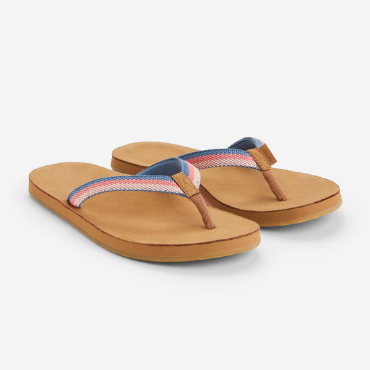 MemoryFoamToe™ Post eliminates break-in period for instant comfort  Color-blocked, memory foam-lined nylon strap steps up water-wicking grip  Buttery-smooth nubuck leather foot bed, with cupped heel for stability  Molded rubber outsole with beveled edge provides sureness of step  Boat-safe outsoles provide extra grip with 100% rubber traction
