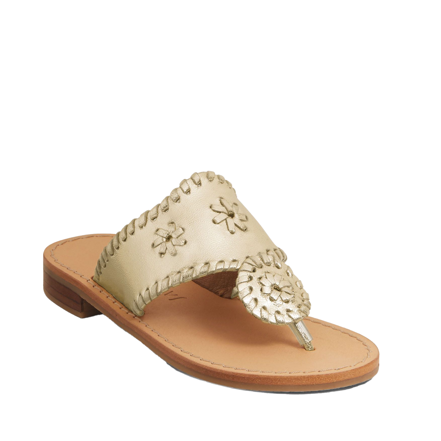 Jacks for your little fashionista! Our Girls Jacks Flat sandal features a leather upper with our signature rondelles and whipstitching. Designed with a gum rubber sole for elements of stability and grip, your mini-me will look adorable in this style.  1" Heel Height Leather Upper Leather Lining Rubber Sole
