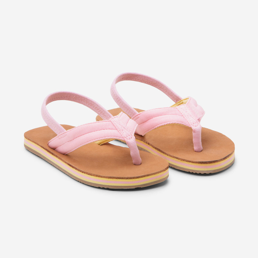 A go-to for kids of all ages, the Scouts are built to last. These leather and nylon flip flops come in a variety of colors that match every personality and closet. Step out in style, without having to lace up!              Sizes up to 8/9 have heel strap 