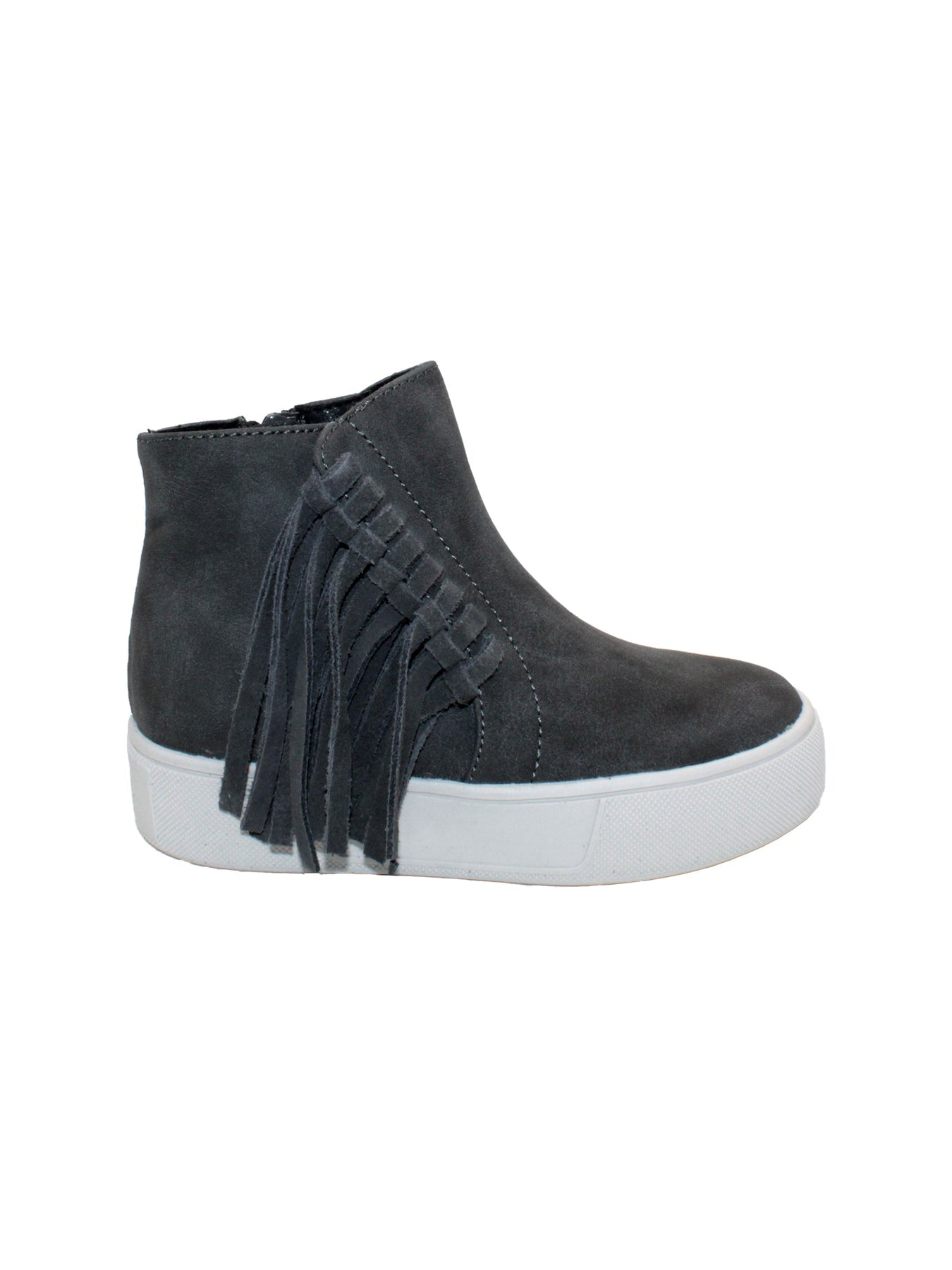 The ‘Lance’ fringed sneaker bootie by Volatile Kids is designed for little feet going to big places and is the comfiest way to take part in the Western trend. They have inside zippers to make them easy to slip on and off, while the textured rubber sneaker bottom provides traction and stability. These work equally well with skirts and pants alike.
