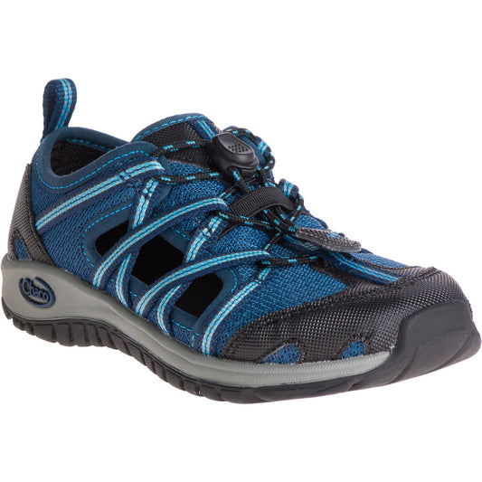 Mesh-lined upper with protective synthetic toe cap provides a comfortable & protective fit Lace keeper & webbing pull tabs for easy on & off Cord lacing with quick lock keeps laces secure & easy to adjust Open sidewall construction for added ventilation & drainage LUVSEAT PU footbed provides comfortable support Barefoot construction with layered PU foam for comfortable barefoot wear Non-marking EcoTread 25% recycled rubber sole provides reliable traction on varied terrain