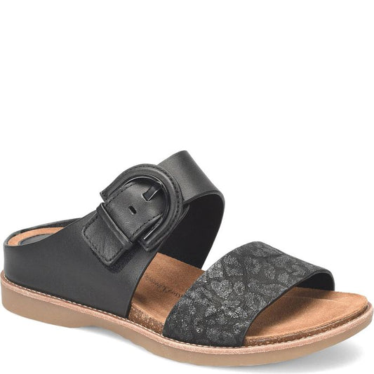Meet your sleek new summer go-to.  The Braye brings soft leather and exotic texture together in a low-profile slide with walking sandal comfort.  Details  Offered in full-grain leather Wrapped leather buckle with hidden hook-and-loop closure beneath Leather lining Suede-lined cushioned cork comfort footbed Lightweight, flexible TPR outsole