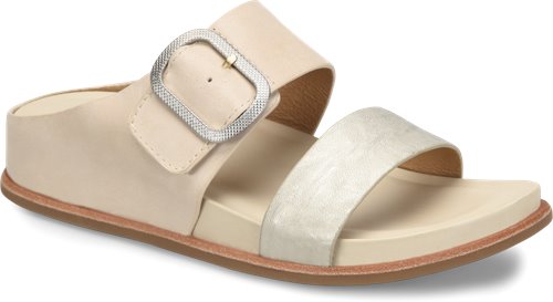 Embrace those fun summer moments in this fresh slide designed with eye-catching leathers and plush, sink-in comfort. Specialty embossed buckles add a touch of glam to our Aidah sandal.     Offered in  full-grain leather with croco print or metallic leather accent Textured adjustable velcro buckle Leather lining and synthetic footbed lining Footbed with raised foam for added visible comfort Lightweight, flexible TPR outsole with leather welt Heel Height: 1 1/2 inches