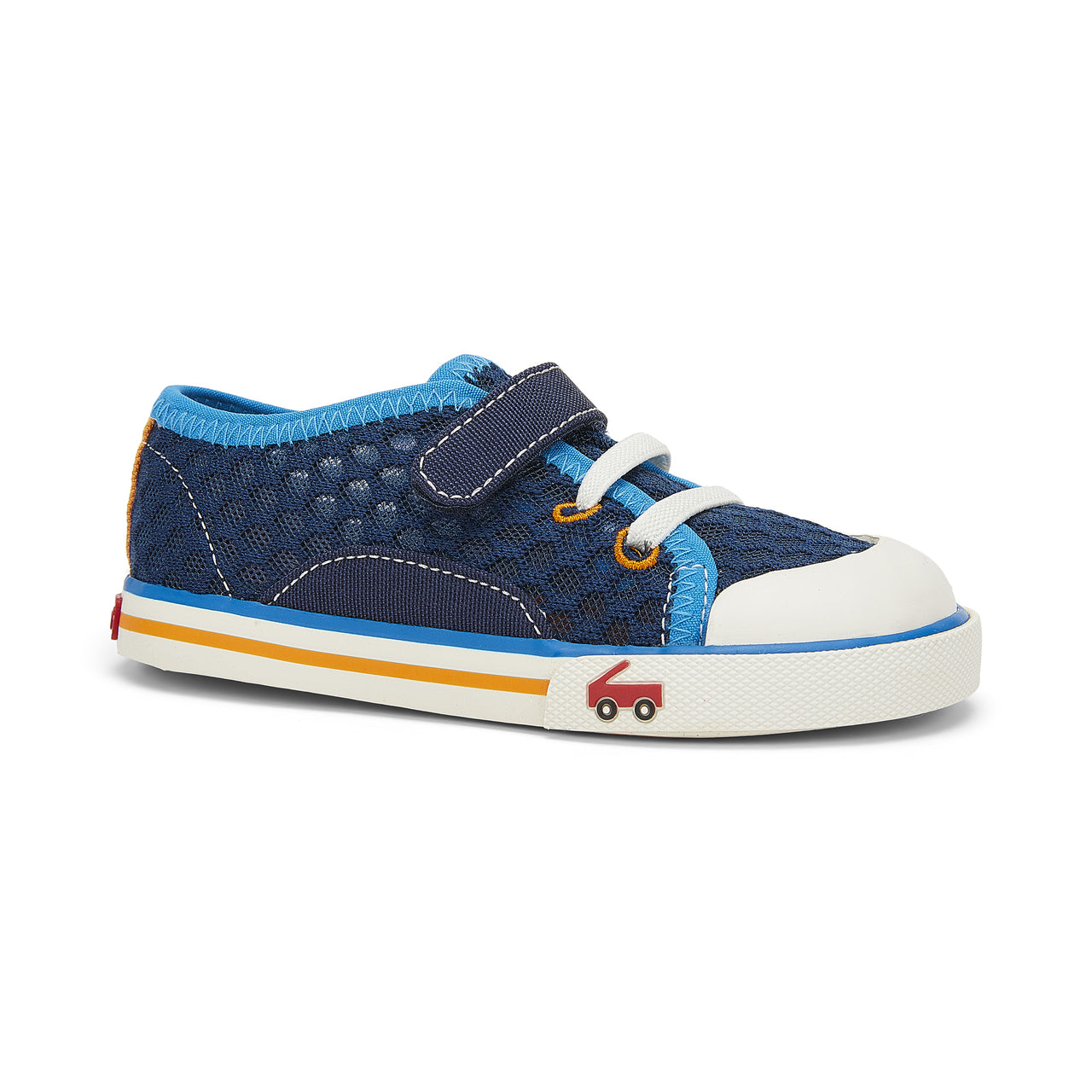 Classic sneaker styling meets water-friendly mesh in this lightweight shoe designed for summer fun. The hook-and-loop strap and elastic laces stay secure and full coverage ensures rocks and debris stay out.