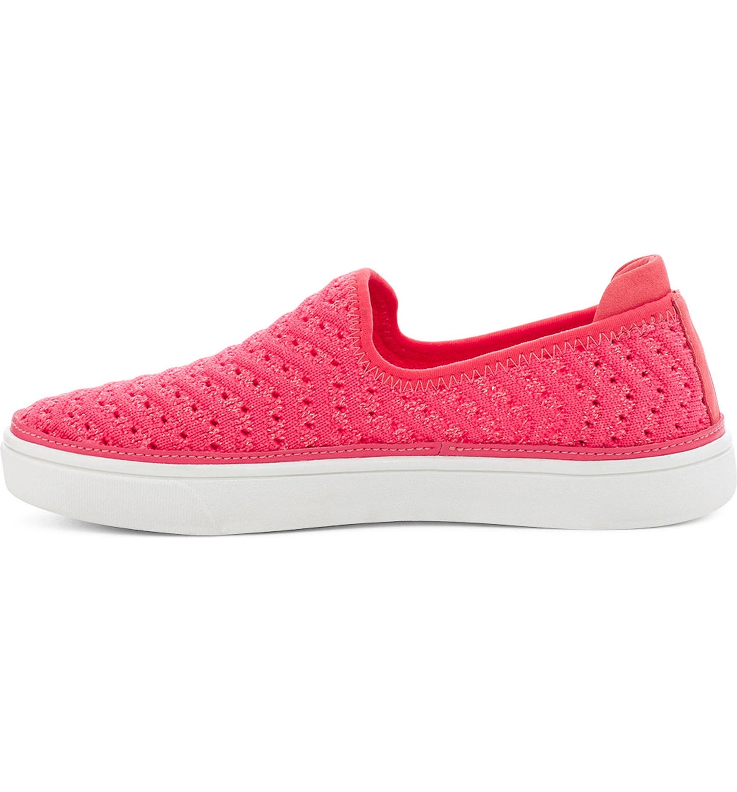 A breathable knit upper flecked with metallic shimmer defines an easy-going slip-on sneaker furnished with a cushioned footbed for play-all-day comfort. An antimicrobial lining made from recycled materials adds an eco-friendly touch while helping to keep little feet fresh.