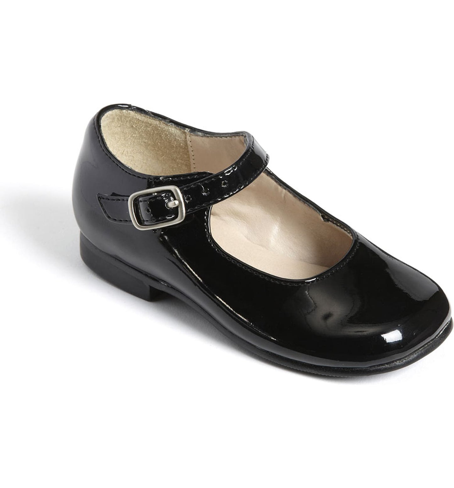 A classic mary jane is styled with a round toe and patent finish.  Adjustable strap with buckle closure. Synthetic or leather upper/synthetic lining and sole. By Nina; imported. Kids' Shoes.
