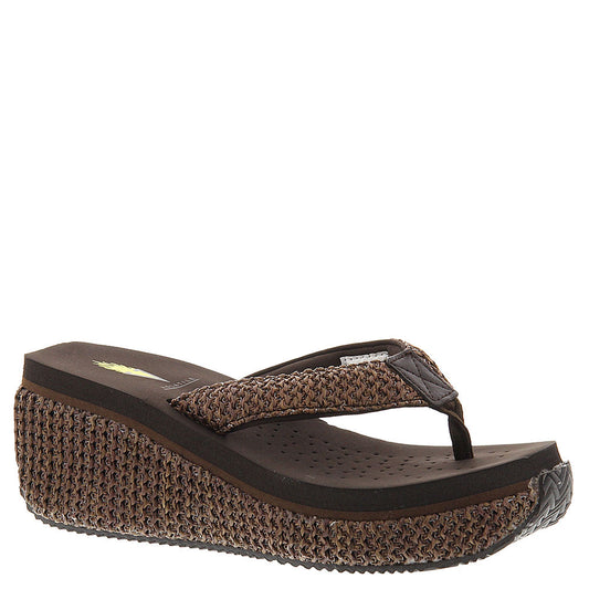 Join the raffia revolution with this stylish sandal Synthetic upper with woven raffia strap detail Lightly cushioned EVA footbed 1-1/2" raffia-wrapped midsole platform Rubber sole with wraparound heel and toe bumper design 3" wedge heel Available in whole sizes only, half sizes please order the next size up